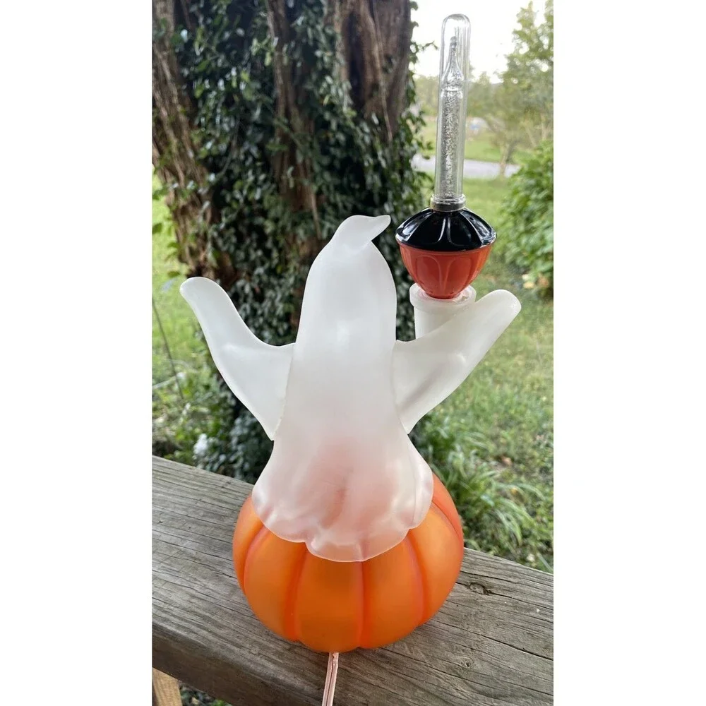 Halloween JCPenny Acrylic Light Up Ghost on Pumpkin Decoration